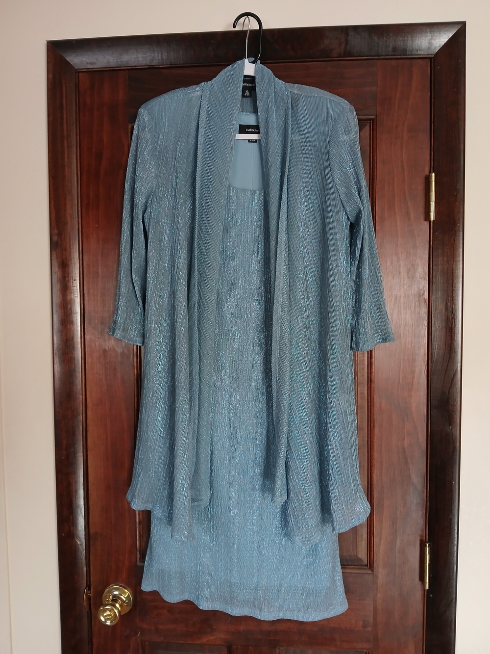 R&M Richards Shimmer Sky Blue 2 Piece Dress Set